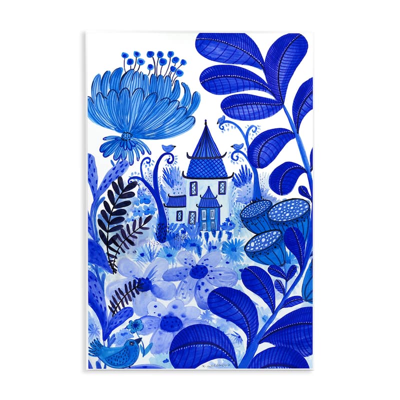 Stupell Whimsical Blue Folk Garden Wall Plaque Art Design By Kay Widdowson - 13 x 19