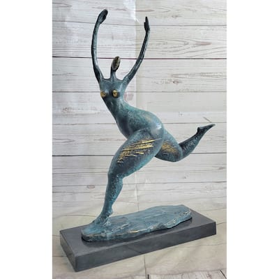 Modern Art Running Dancing Curvy Woman Bronze Figure Statue Sculpture 18 Inches X 14 Inches