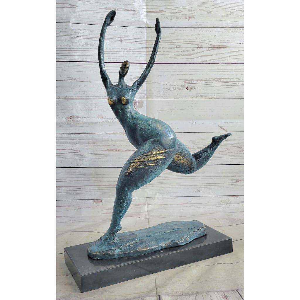 Modern Art Running Dancing Curvy Woman Bronze Figure Statue Sculpture 18 Inches X 14 Inches