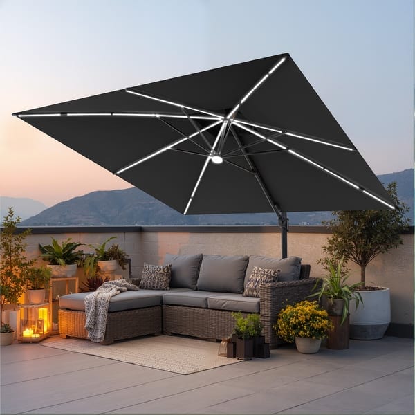 11 foot patio umbrella bed bath and beyond 11 FT Square Outdoor Patio Cantilever Umbrella with Solar Lights Double  Canopy 360 Rotation Tilt - On Sale - Bed Bath & Beyond