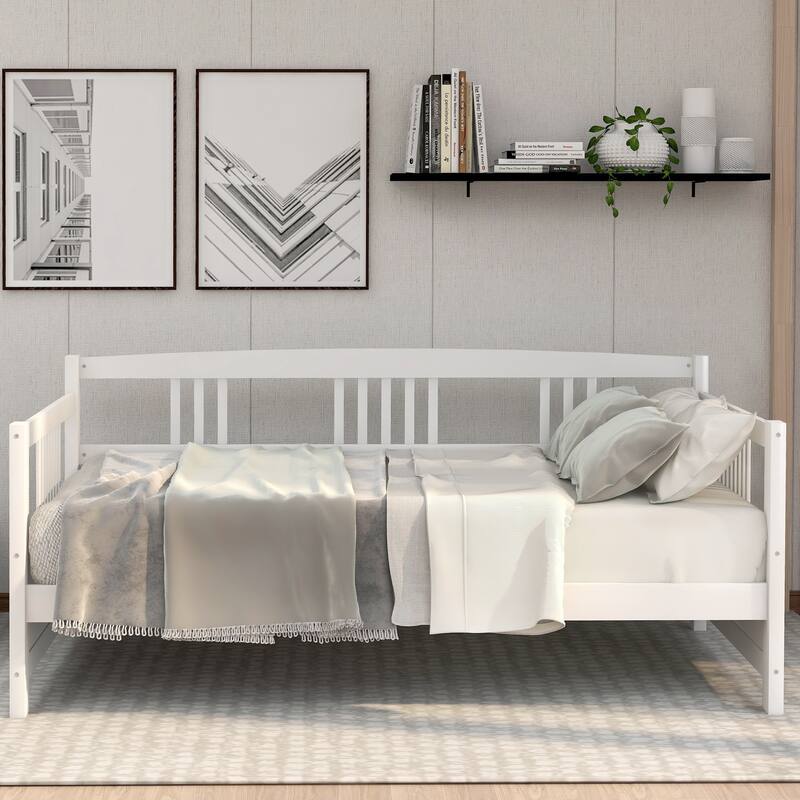 Multifunctional Solid Wood Twin Daybed with Storage Space, White/Espresso/Gray