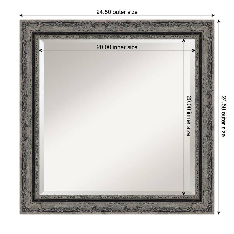 Filigree Beveled Framed Bathroom Vanity Wall Mirror - 25 x 25 in - Filigree Matte Black