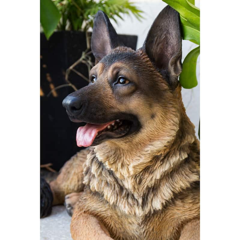 30" Lying German Shepherd Outdoor Garden Statue