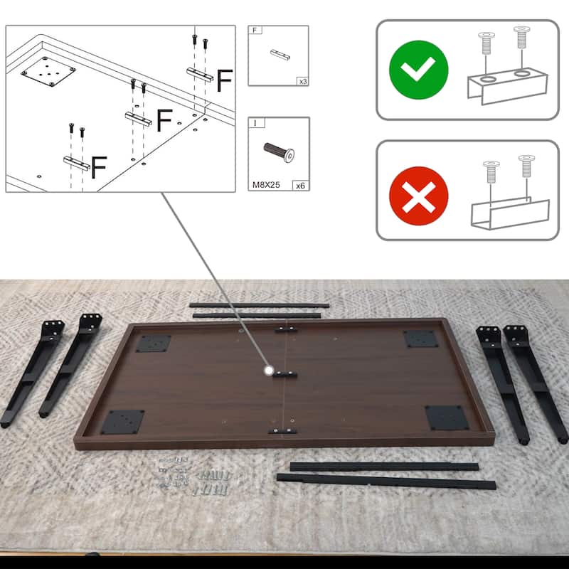 Homylin 63-Inch Rectangular Dining Table with Metal Legs, Modern Kitchen & Dining Room Table