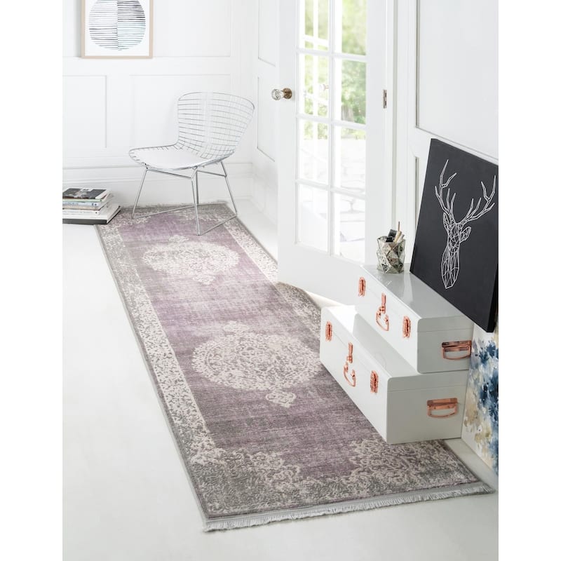Contemporary Franbu Collection Area Rug - Purple - 2'7"x12'