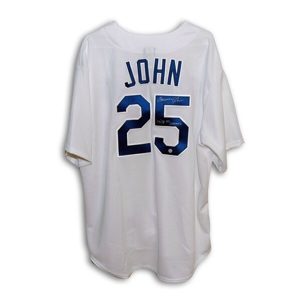 Tommy John Los Angeles Dodgers Autographed Majestic Jersey Inscribed "77+78 NL Champs"