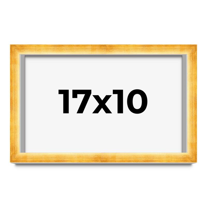 17x10 Shadow Box Frame Gold | 1.625 Inches Deep Real Wood Traditional