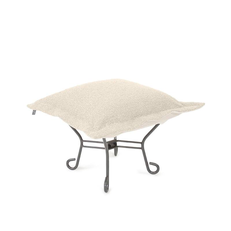 Allan Andrews Scroll Puff Ottoman with Titanium Frame & Cover, Barbet Collection - Natural