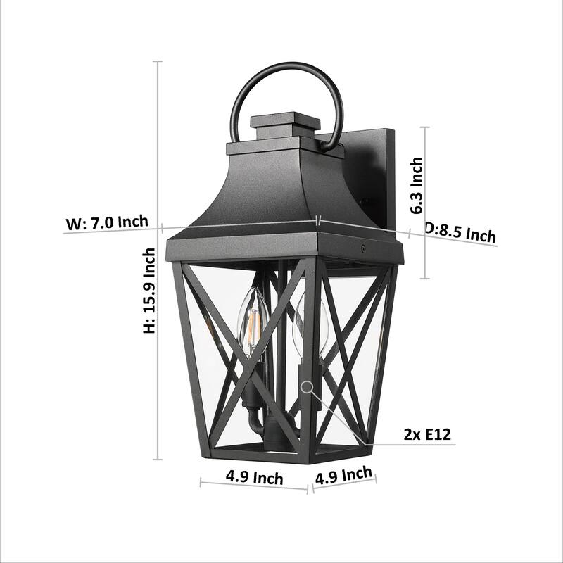 Matte Black Porch Lights Waterproof Outdoor Wall Sconce