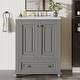 preview thumbnail 23 of 33, 24 Inch Solid Rubberwood Bathroom Vanity with Integrated Ceramic Sink & Soft-Close Hinges - 24"
