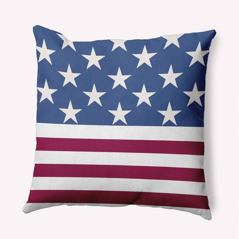 July 4th USA Flag Indoor/Outdoor Throw Pillow - 20" x 20" - Nautical Navy