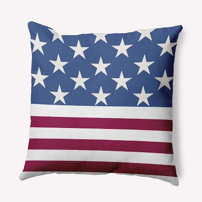 July 4th USA Flag Indoor/Outdoor Throw Pillow