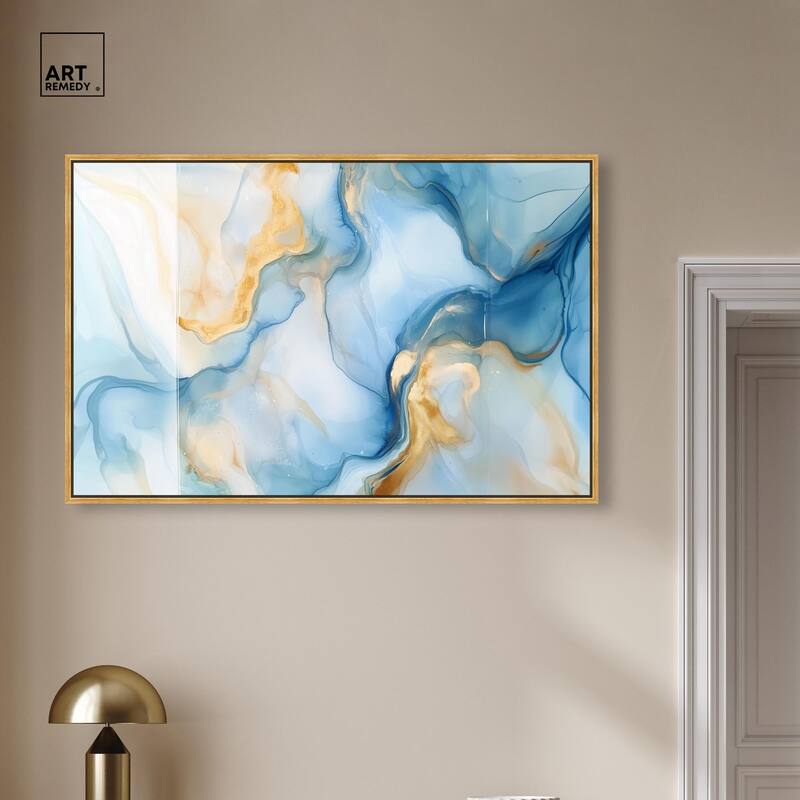 Blue Veined Gold Canvas by Art Remedy