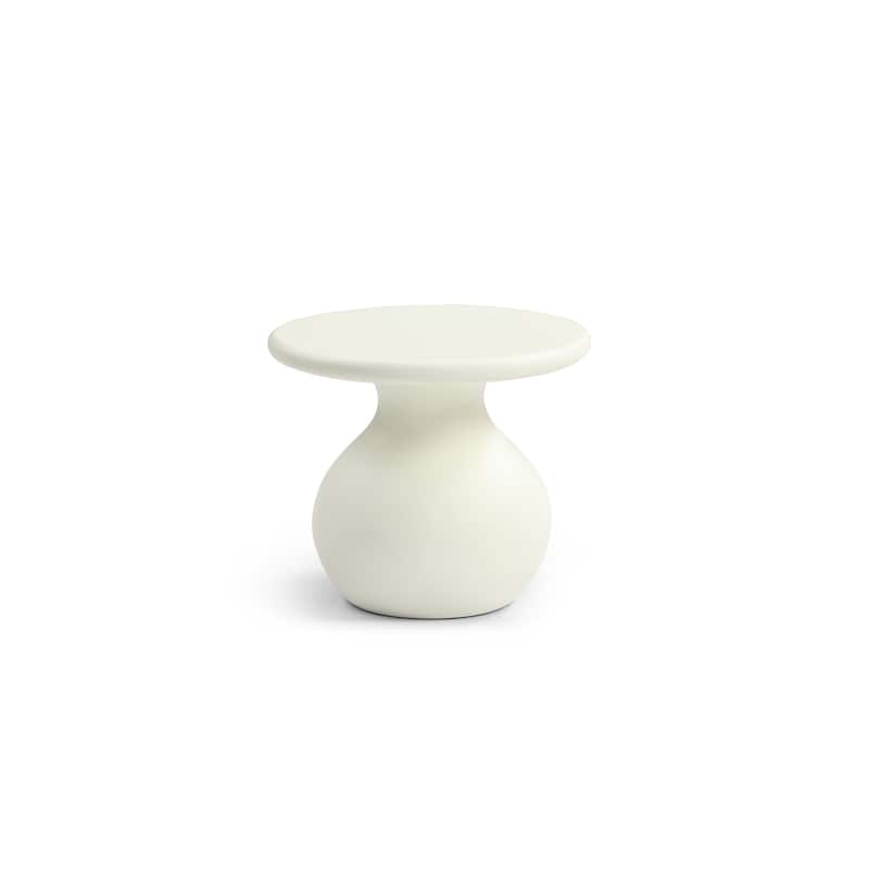 HomeRoots 20" Beige Fiber Glass Round Curvaceous Pedestal End Table - 23.00 in. x 20.00 in. x 23.00 in.