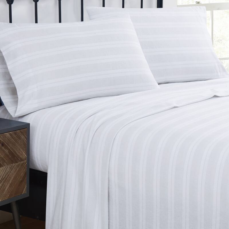 Truly Soft Printed and Solid Cotton Flannel 4 Piece Sheet Set