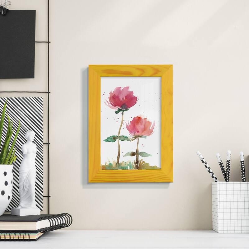 Pink Fleurs I -Framed Print w/glass-Cherry Red