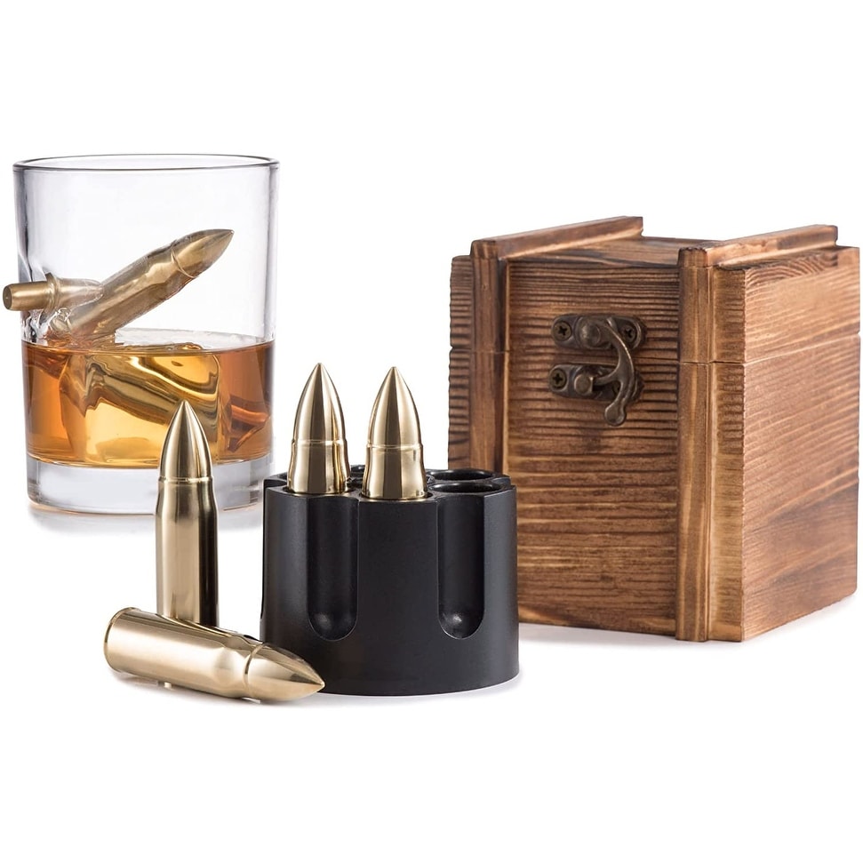 Set of 6 Gold Whiskey Chilling Stones