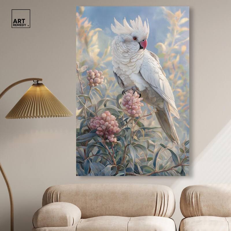 Cockatoo and Blossoms Canvas by Art Remedy, Gallery Wrapped