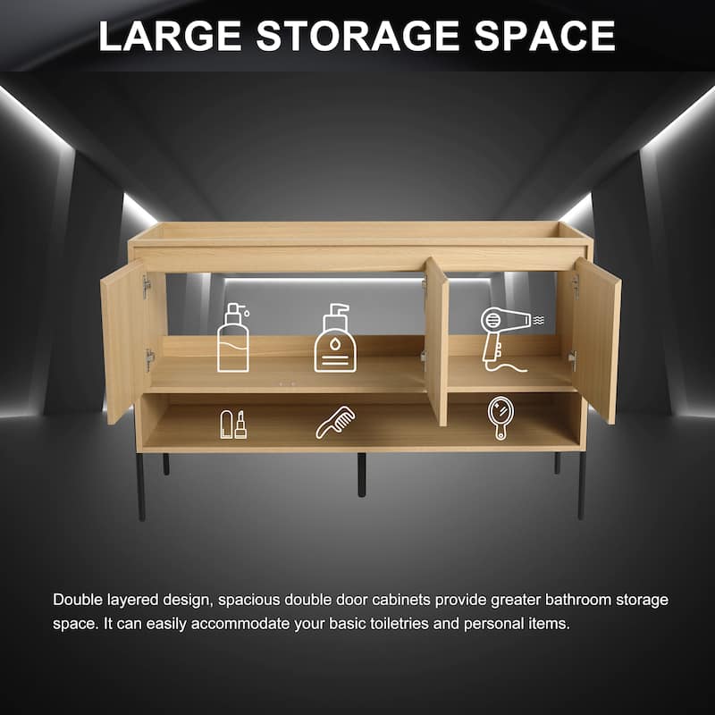 48" Freestanding Bathroom Vanity & 3 Soft-Close Cabinet Doors -Excluding Sink