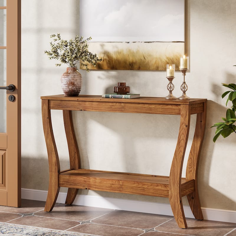 Solid Wood Console Table, Entryway Sofa Table with Storage Shelf for Living Room, Hallway, Foyer