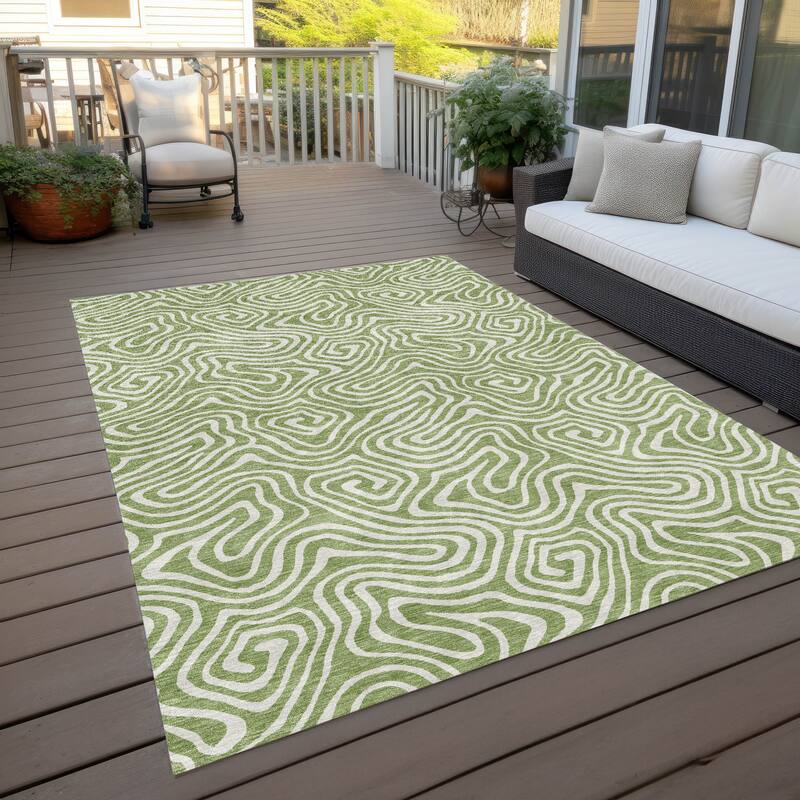 Machine Washable Indoor/ Outdoor Modern Trance Chantille Rug