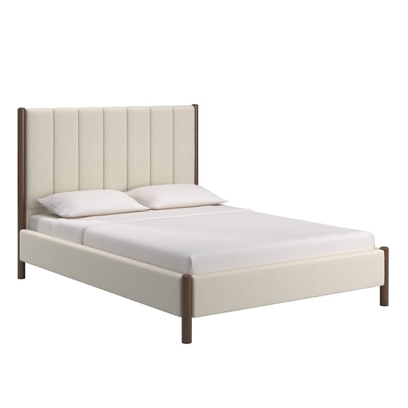 Eldra Cream Boucle Upholstered Platform Bed by iNSPIRE Q Modern - Full