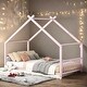 preview thumbnail 9 of 9, 2 Size Pink Metal House Bed with Metal Frame Playhouse Design for Kids