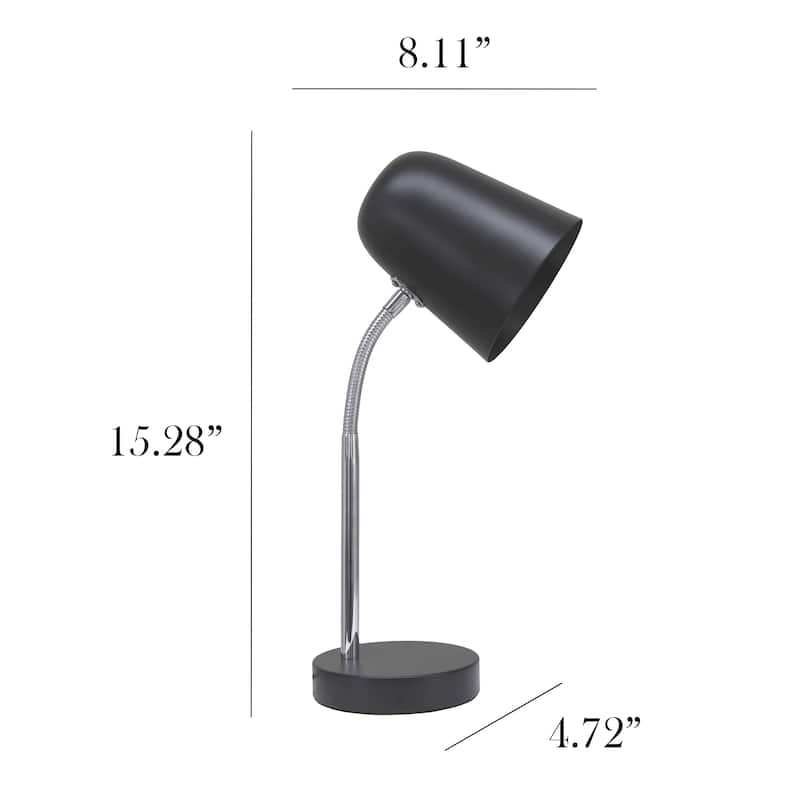 Minimalist Metal Gooseneck Desk Lamp with Adjustable Chrome Arm Modern Task Lighting Multiple Colors