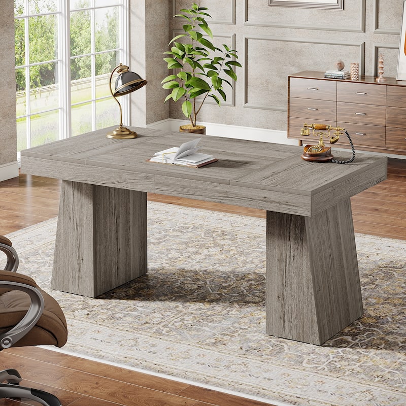 55 Inches Executive Desk, Home Office Desk, Wood Computer Desk
