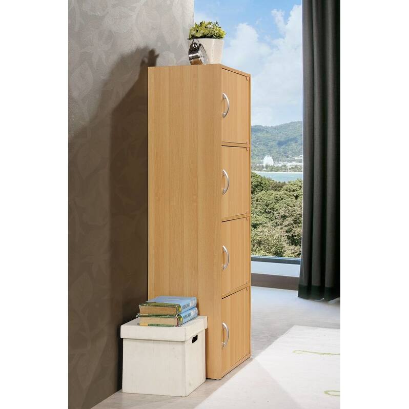 Hodedah 4-Shelf, 4-Door Bookcase