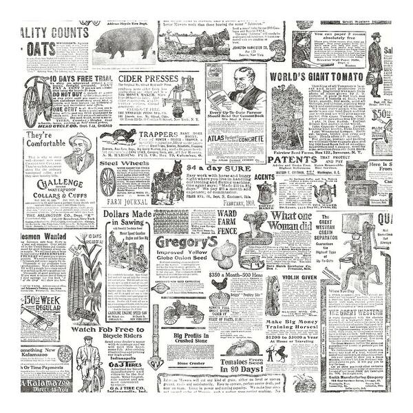 Underwood Black Vintage Newspaper Wallpaper - 20.5 x 396 x 0.025