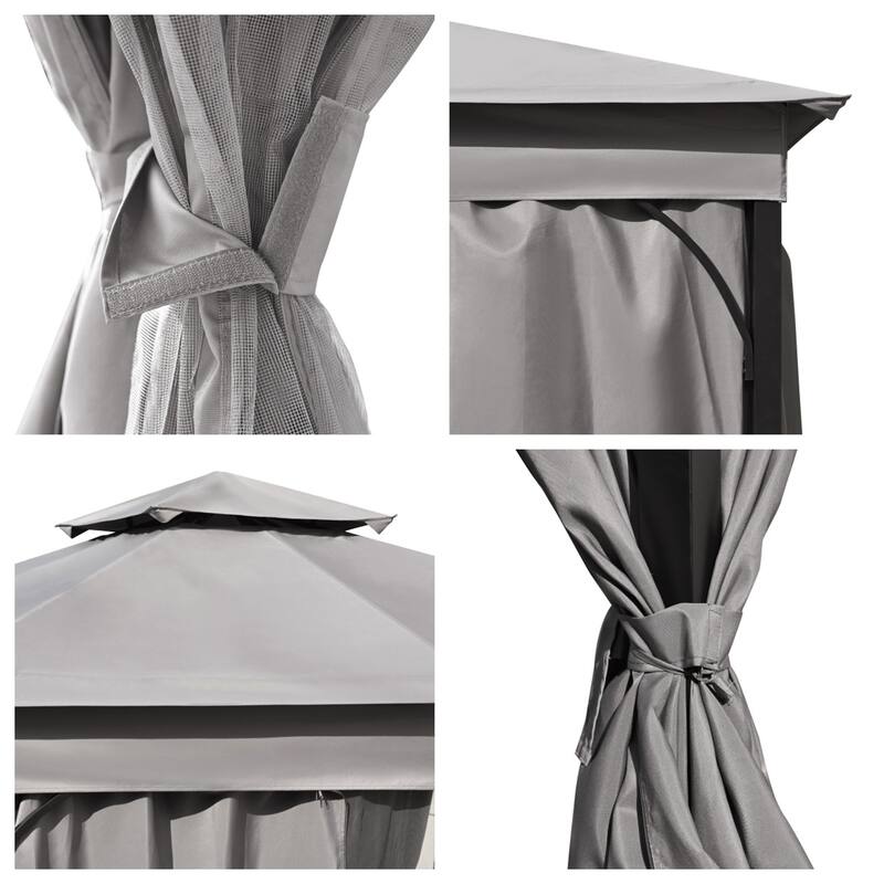 Patio Gazebo with Mosquito Netting and Privacy Screens for Backyard