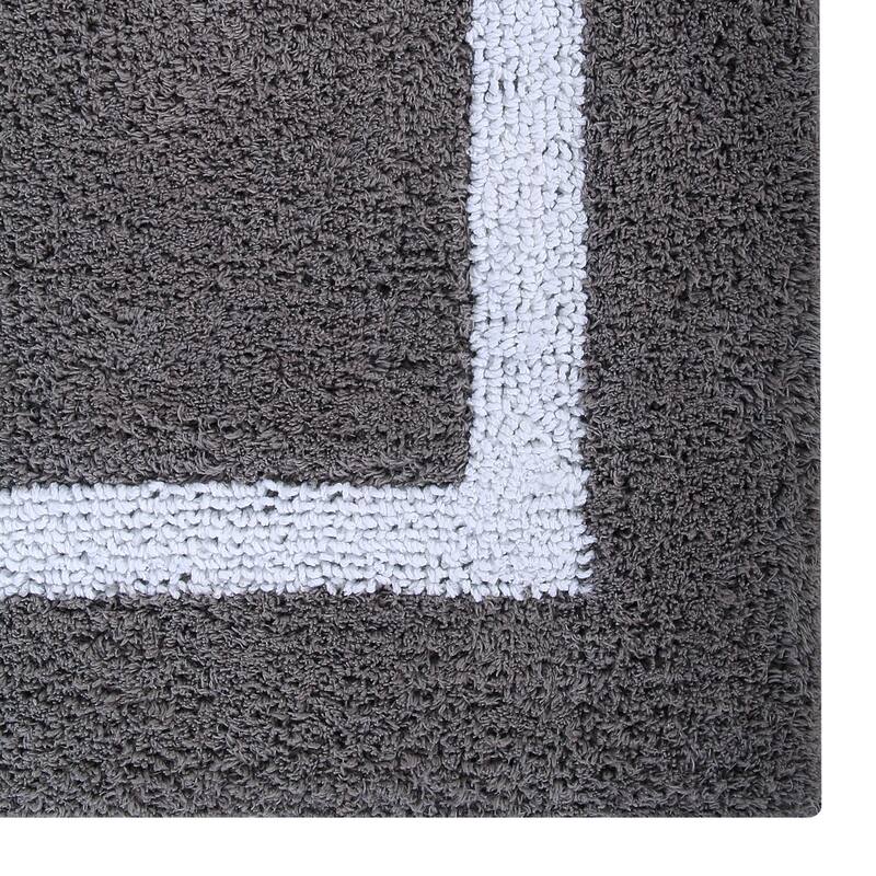 Better Trends Hotel Collection in Race Track 100% Cotton Super Absorbent Reversible Double Sided Machine Washable Bath Mat Rug