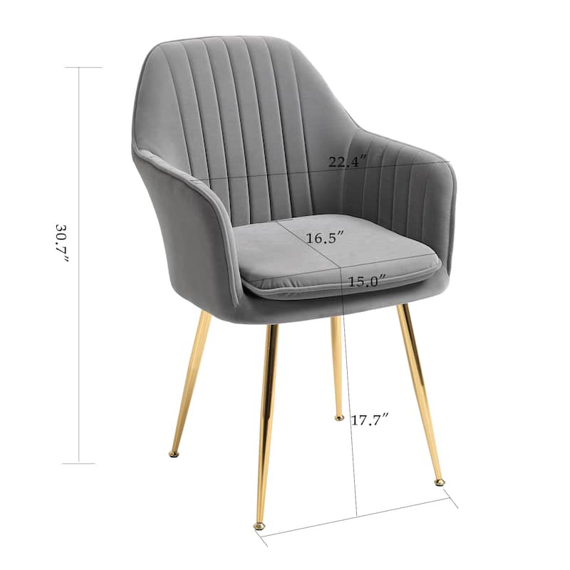 AVAWING Upholstered Velvet Dining Chairs Accent Arm Chairs Set of 4