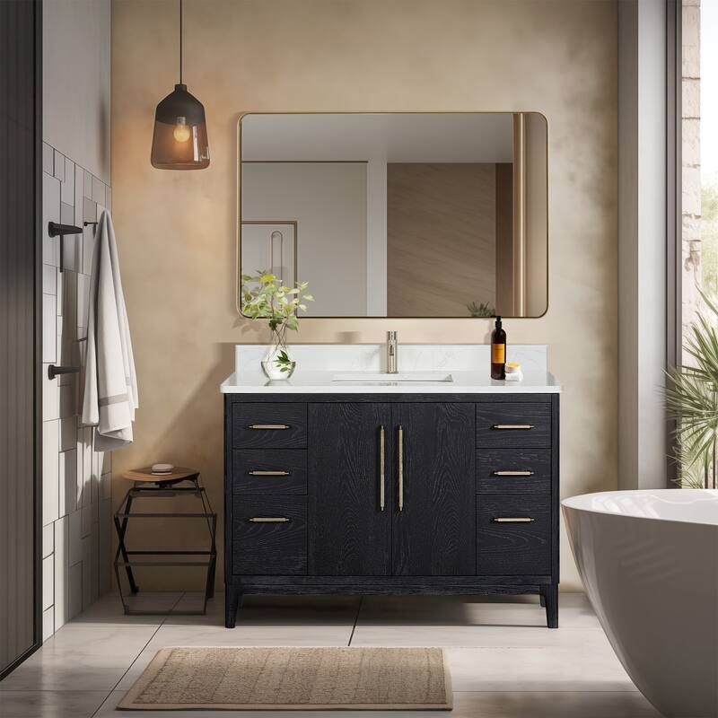 Gara Single Bath Vanity with Composite Stone Top without Mirror