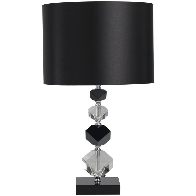 Crystal Geometric Diamond Inspired Room Table Lamp with Black Crystal Base - Clear - Roche River Decor - Clear and Black