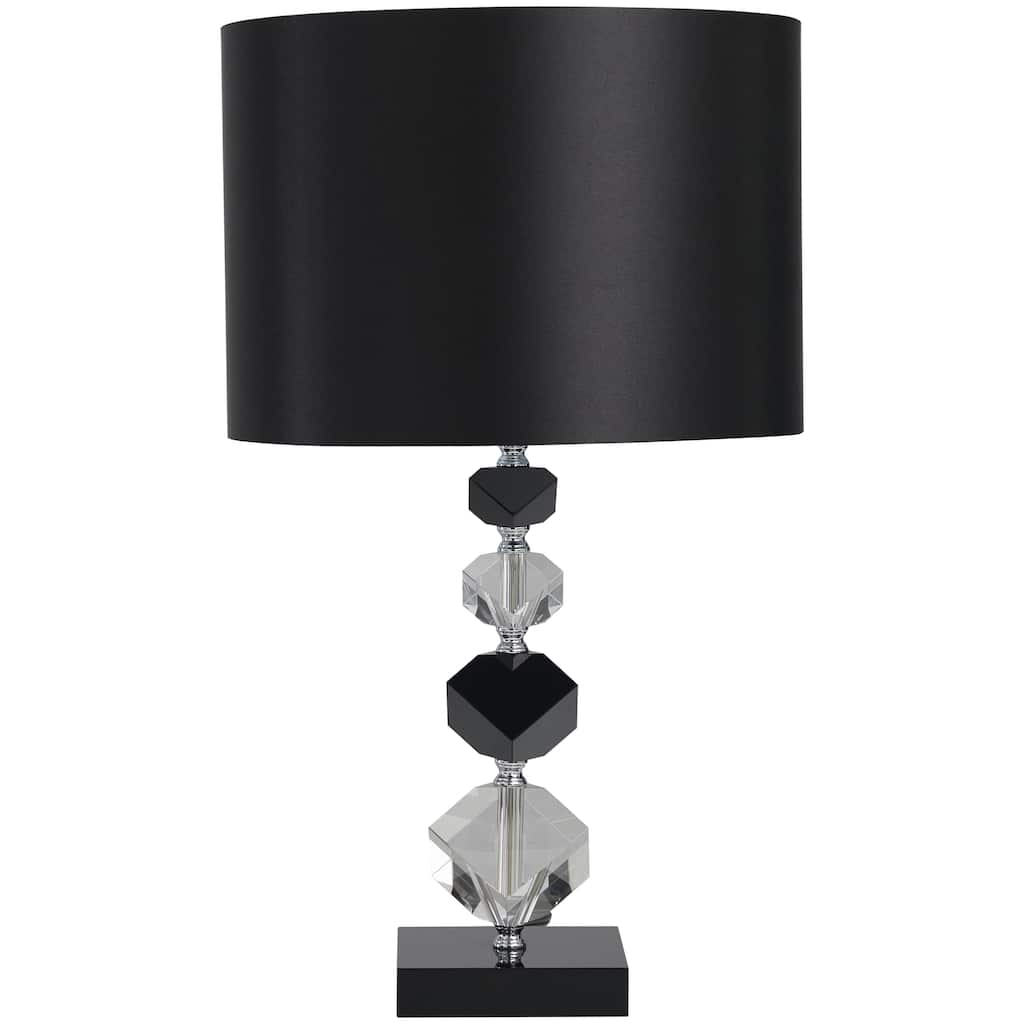 Crystal Geometric Diamond Inspired Room Table Lamp with Black Crystal Base - Clear - Roche River Decor