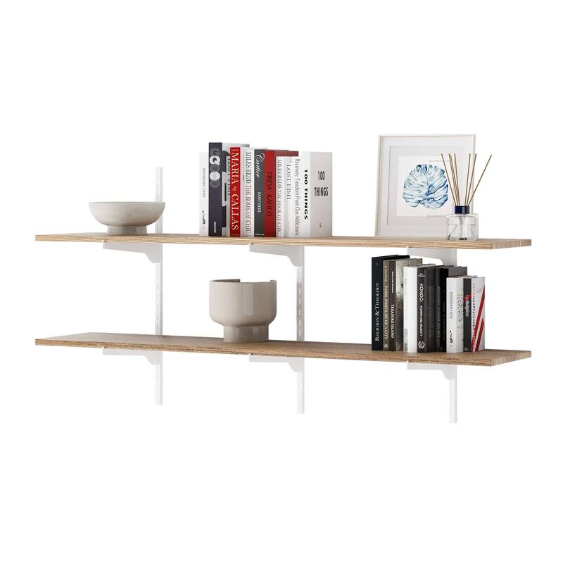 Wallniture Turin 48" Wall Mounted Shelves with Adjustable Brackets, Floating Bookshelves for Office & Living Room, 2,3 or 4 Tier