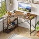 preview thumbnail 111 of 113, Small L Shaped Desk with Storage Shelves Corner Computer Desk