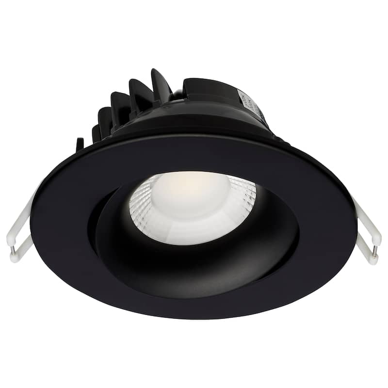 12W LED Direct Wire Downlight Gimbaled 3.5In CCT Selectable Round Remote Driver Black 840L