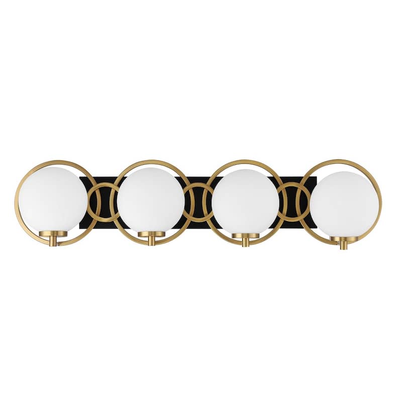 Alhambra 4-Light Bathroom Vanity Light in Matte Black with Warm Brass - Matte Black with Warm Brass