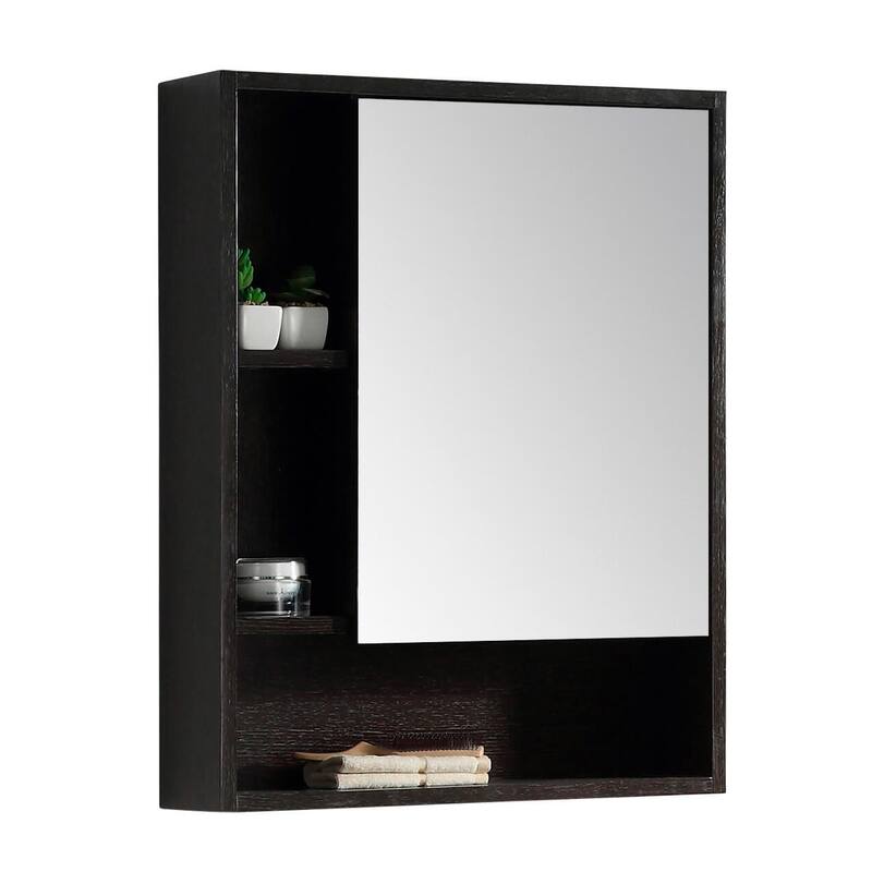 Fine Fixtures Surface Mount Bathroom Medicine Cabinet - Right Hand - Black Oak Straight Grain