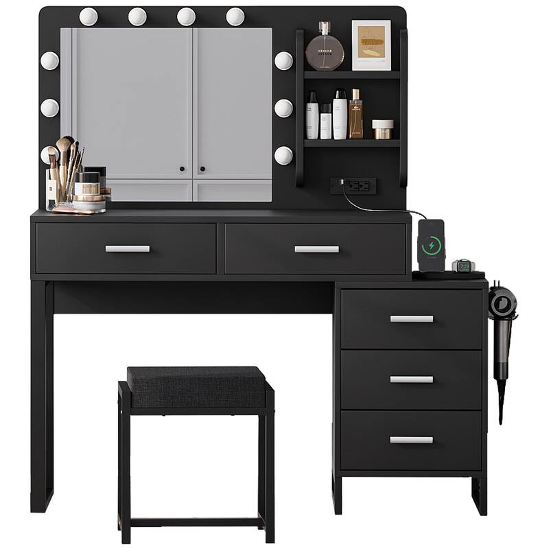 Vanity Desk with Lights Makeup Vanity Set with Charging Station
