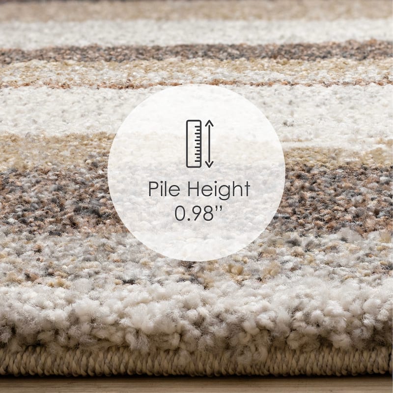 Orange Brown Cream Grey Dense Shag Rug