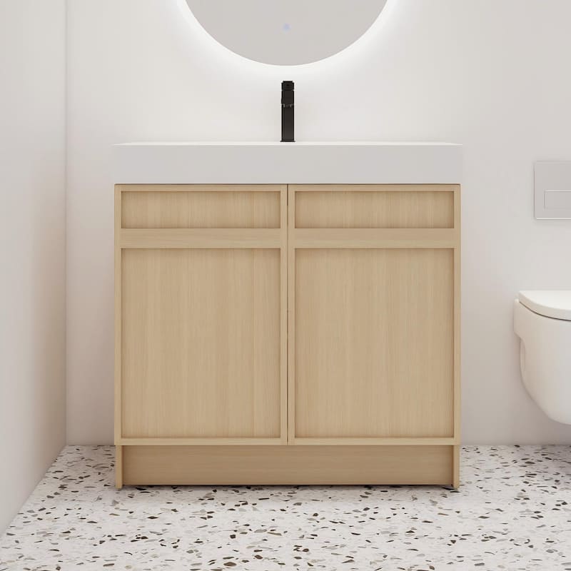 Malwee 30"/36"/48"/60" Bathroom Vanity with Sink, FreeStanding Vanity with Soft Close Doors and adjustable shelf - 36"×19"