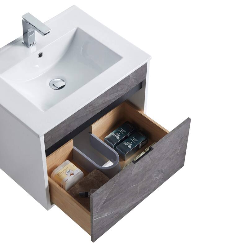 Fine Fixtures - Wall Mount Bathroom Vanity And Sink, Knob Free Design - Alpine Collection -