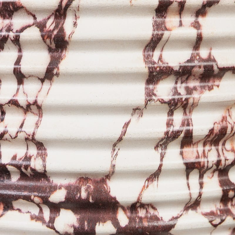 Riba Ribbed Concrete Drum Side Table with Marble Finish