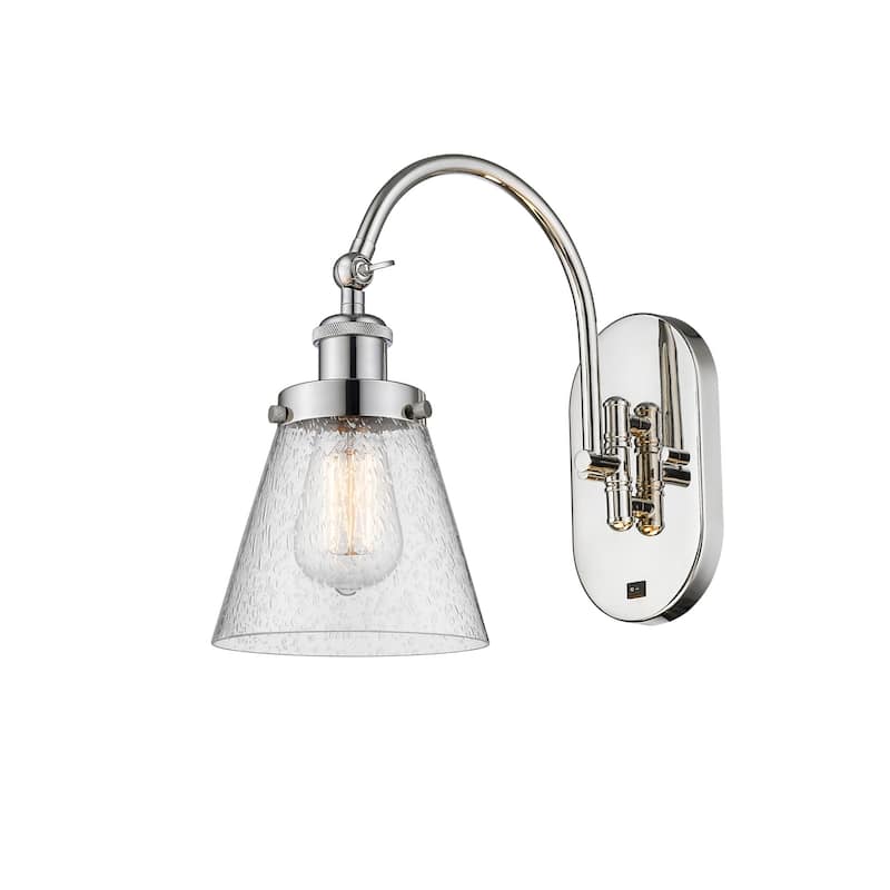 Innovations Lighting 918-1W-13-7 Cone Sconce Cone 13" Tall Wall Sconce - Polished Nickel / Seedy