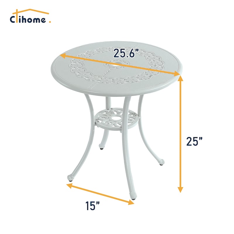 Clihome Cast Aluminum Patio Terrace Dining Table with Umbrella Hole