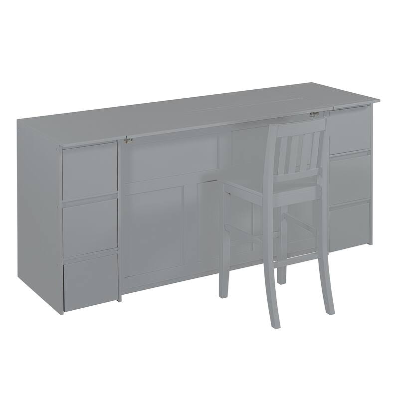 Modern Murphy Bed with Drawers, Cabinets, and USB Ports
